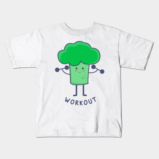 Broccoli cute workout Kids T-Shirt by teemarket